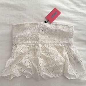 Edikted strapless white eyelet top
